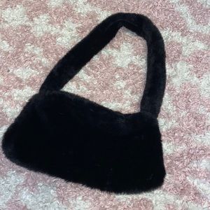 SHEIN Black Fuzzy Shoulder Bag